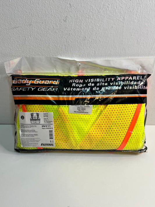 Body Guard Class 2 High Visibility Safety Vest L/XL – ANSI/ISEA Reflective Mesh Work Vest