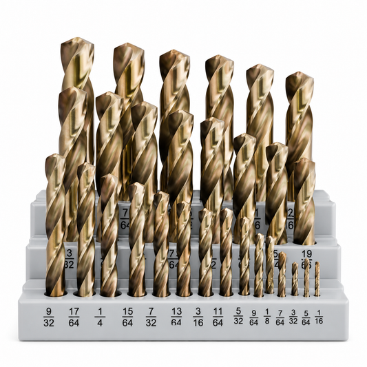 29PCS M35 Cobalt Drill Bits Set for Metal & Stainless Steel – 135° Tip High Speed Steel 1/16" to 1/2"