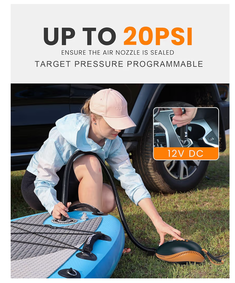 OutdoorMaster 20PSI SUP Air Pump – High Pressure Electric Inflator with Auto-Off for Paddle Boards & Boats