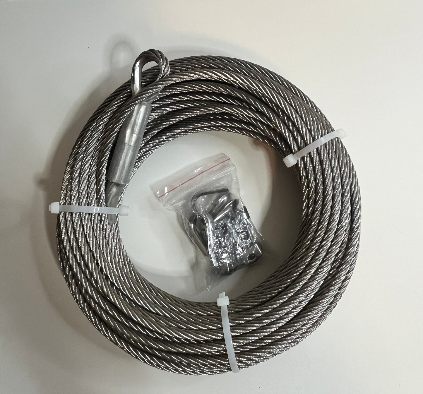 1/4" Stainless Steel Wire Rope 100FT – 7x19 304 Steel Cable with Loops for Deck Railing & Winch Use