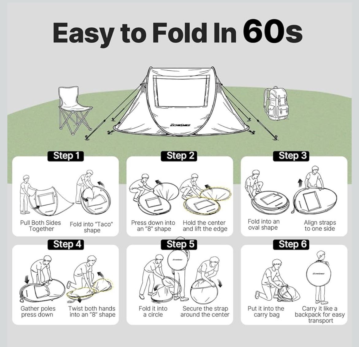 2 Person Instant Pop Up Camping Tent – Portable Waterproof Dome Tent for Hiking & Camping