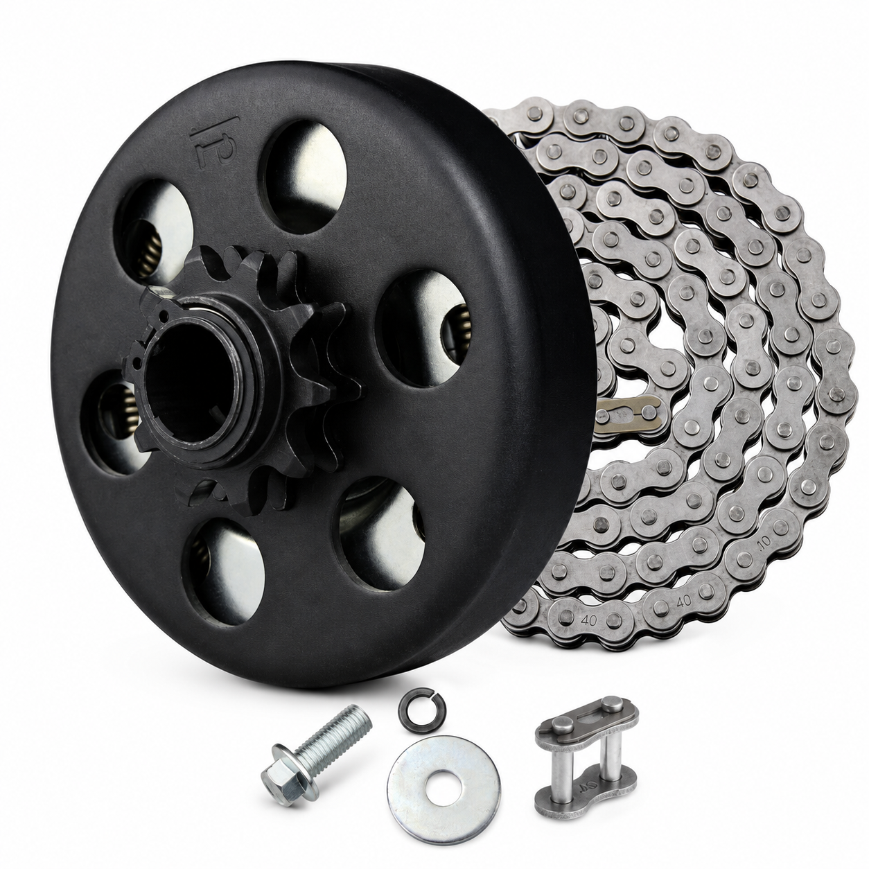 FDJ Go Kart Clutch 3/4" Bore 10 Tooth with #40 Chain – Centrifugal Clutch Kit for Predator 212cc Mini Bike & Go Kart
