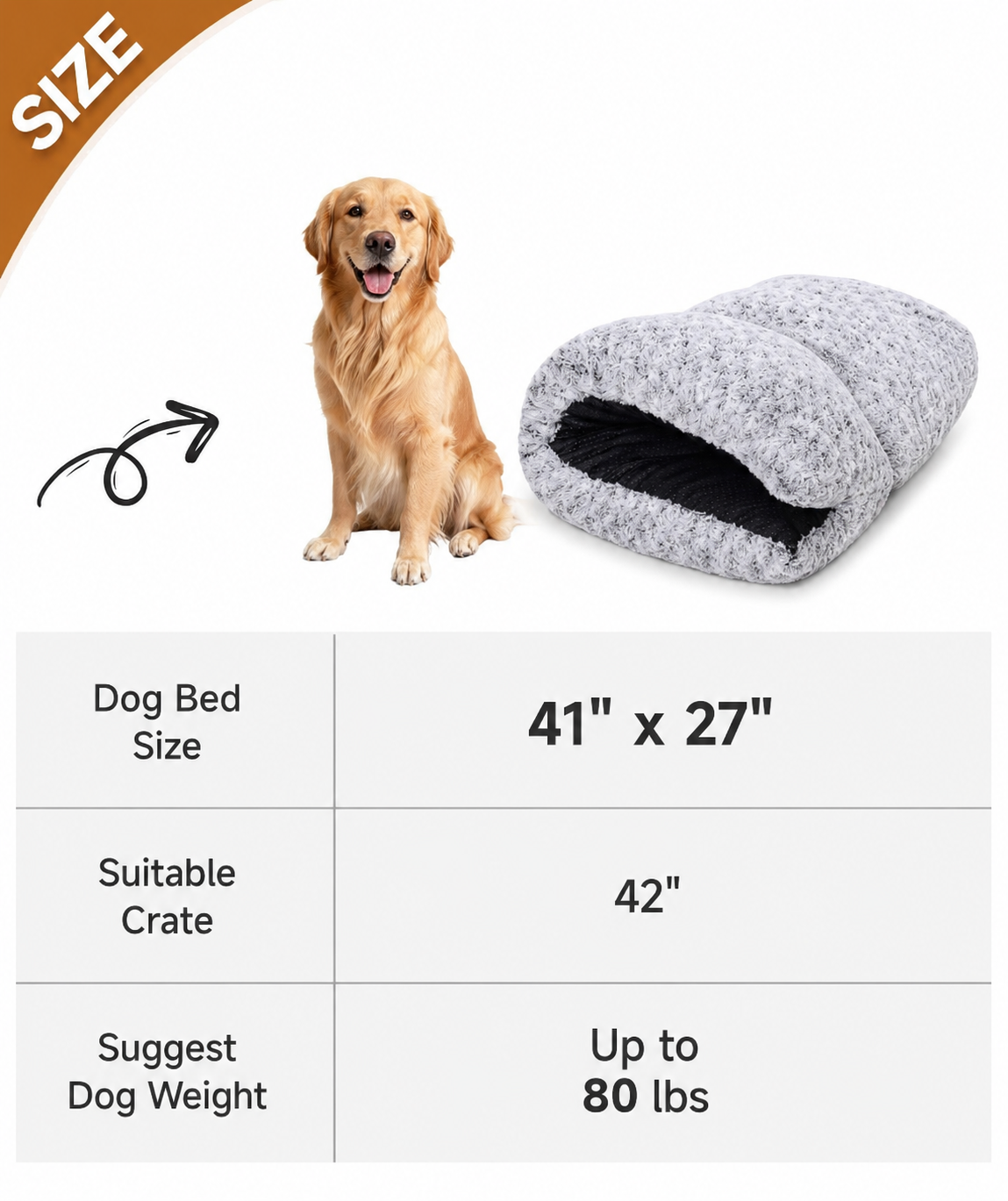 Washable Plush Dog Bed Crate Mat 104 × 69CM – Anti-Slip Comfy Kennel Pad for Large & Medium Dogs Grey