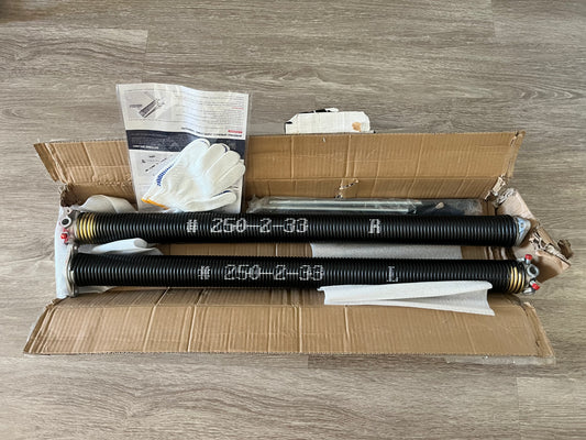 2" Garage Door Torsion Springs Set with Winding Bars & Gloves – 0.250 x 2" x 33" Heavy Duty Replacement Kit