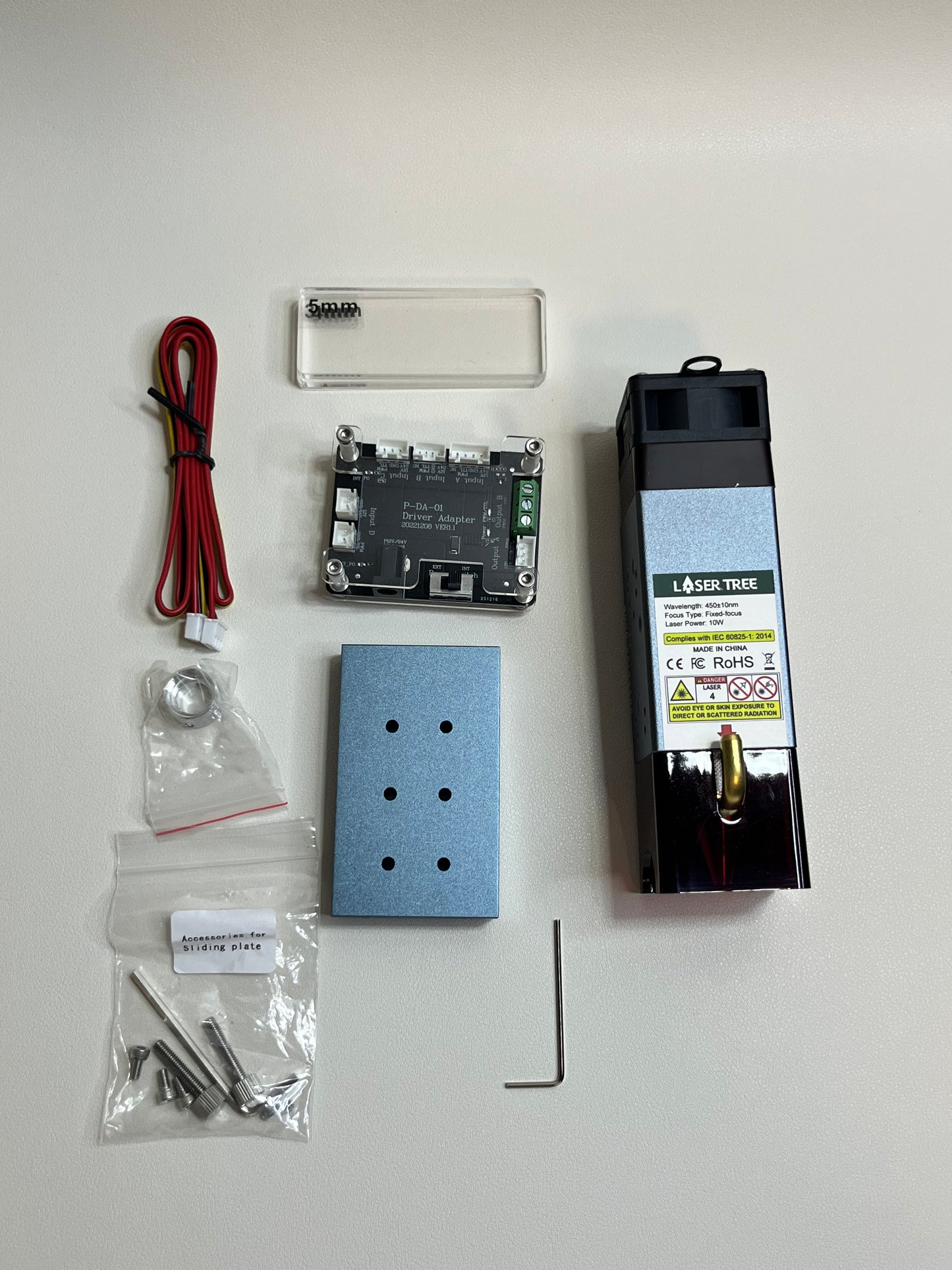 LASER TREE 10W Laser Engraving Module with Air Assist – 10000mW CNC Laser Cutter Head 12V Class 4