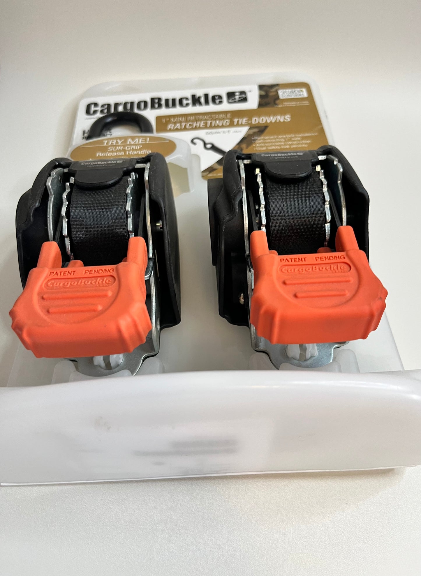 CargoBuckle Retractable Ratchet Tie Downs 1" Heavy Duty 1400lbs Truck Trailer Straps