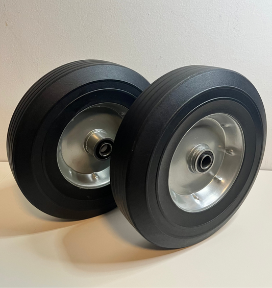 10" Flat Free Solid Rubber Replacement Tires for Hand Trucks & Wheelbarrows – 5/8" Axle
