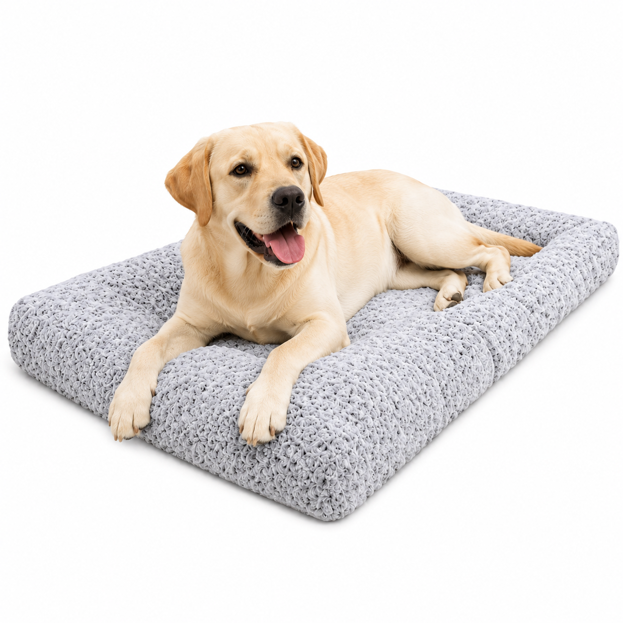 Washable Plush Dog Bed Crate Mat 104 × 69CM – Anti-Slip Comfy Kennel Pad for Large & Medium Dogs Grey