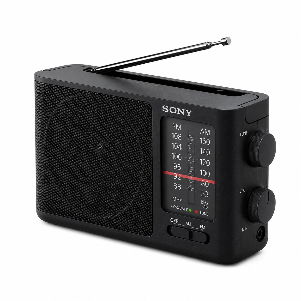 Sony ICF-506 Portable FM/AM Analog Radio – Battery Operated Analog Tuning Radio Black