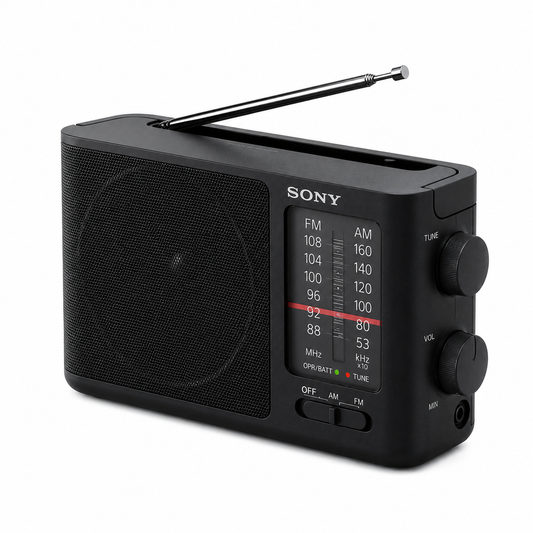 Sony ICF-506 Portable FM/AM Analog Radio – Battery Operated Analog Tuning Radio Black